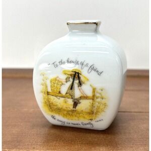 1973 Holly Hobbie 3" Miniature Porcelain Bud Vase,‎ To The House of A Friend